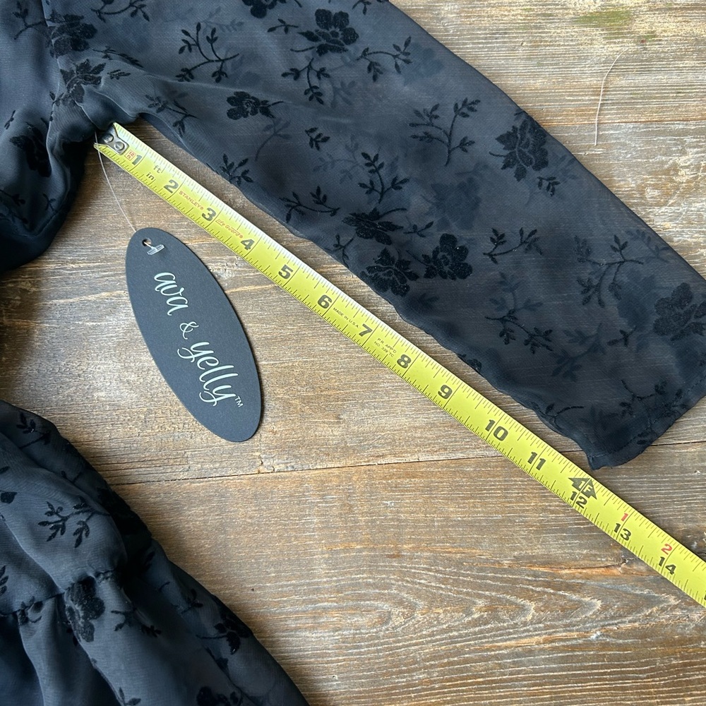 NWT - Girls size 16, pretty black midi dress, tired skirt, 3/4 length sleeve - Picture 10 of 13